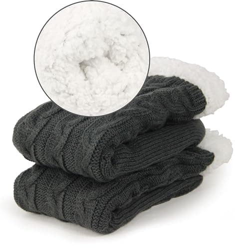 BenSorts Men Fuzzy Slipper Socks with Grippers Non Slip Indoor House Socks Christmas Gifts view 3