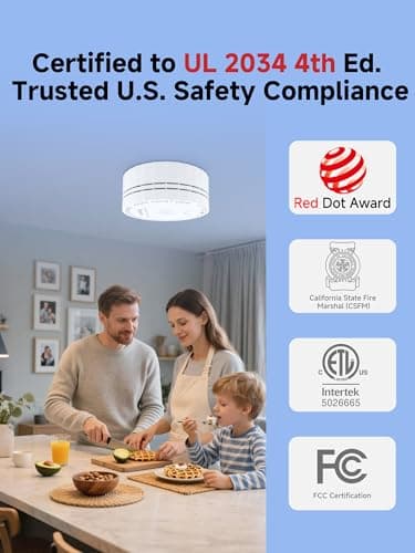 HEIMAN Smart Carbon Monoxide Detector, Wi-Fi Nano CO Alarm, UL 2034 5th Certified, Real-Time App Notifications, Battery Powered, Test-Reset Button, 10-Year Figaro Sensor, Portable for Trave view 2