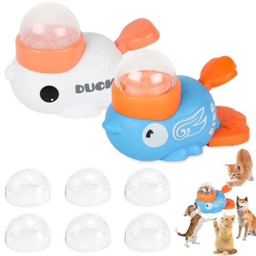 ANXUYIXIN 2-in-1 Duck Shaped Interactive Dog Toy Food Puzzle Slow Feeder (White/Blue Duck Shaped with Button), cat Snack Dispenser, Reduces Bloating in Small Animals, Dog Puzzle Feeder — image 1