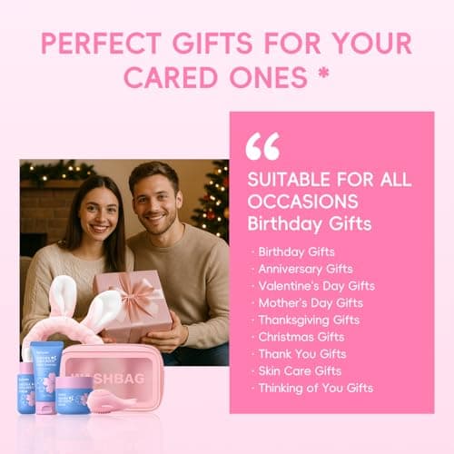 QUIYUM Sakura Collagen Skin Care Set - 5pcs Skincare with Facial Cleanser, Serum, Cream, Pink Facial Brush, Bunny Hair Band & Makeup Bag, Deep Cleansing, Hydrating, Firming, Even Tone, Radiance view 7