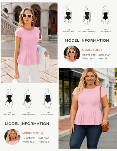 GRACE KARIN Womens Peplum Tops Dressy Casual,2026 Summer Short Sleeve Work Blouses, Business Shirts Fashion Clothes view 6
