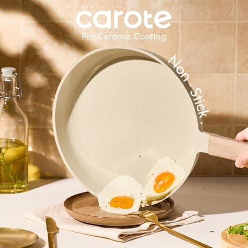 CAROTE 14Pcs Pots and Pans Set Non stick, Ceramic Cookware Set, Non-toxic Kitchen Cooking Set, PFAS and PFOA Free view 3