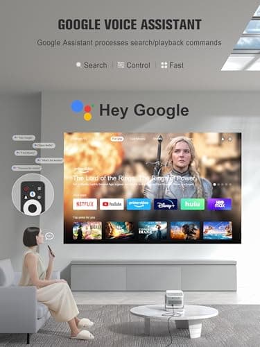 【Official Licensed Google TV】VOPLLS 4K Smart Outdoor Projector with WiFi and Bluetooth, VOPLLS Projectors with Dolby/Auto Focus, Portable Movie Phone Wireless Gaming Proyector for Bedroom (Upgrade) view 6