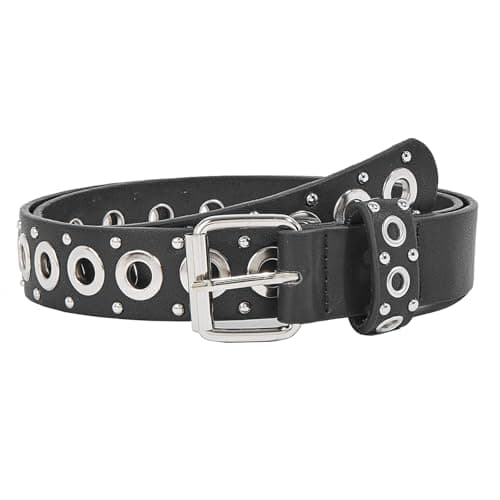 EONTISO Women Studded Leather Belt for Jeans, Punk Rock Western Fashion Belts view 2