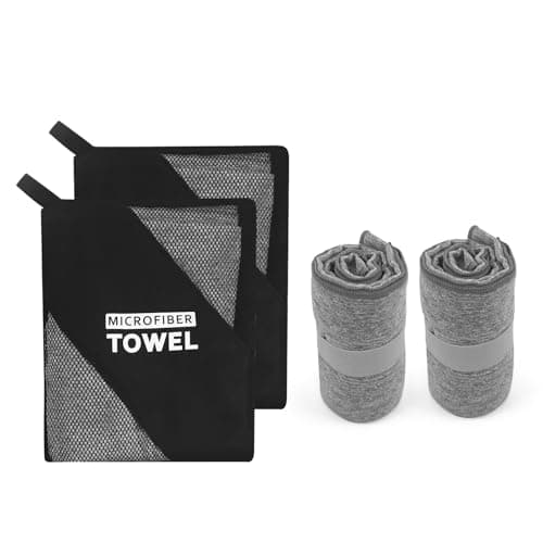 NUOYEE 2 Pack Microfiber Camping Towel Quick Dry Lightweight Travel Body Face Beach Hiking Backpacking Swimming Pool Towel(Grey, 2 Pack S(15.5X31 Inch) — image 1