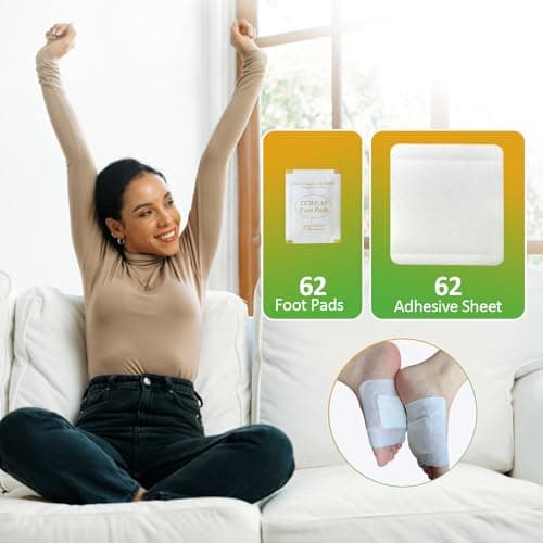 TEWEAE 62 Pads Foot Pads Natural Turmeric & Ginger, Premium Pads to Feel Better, Relieve Stress & Restful Sleep, Goodnight Patches for Family Members view 2