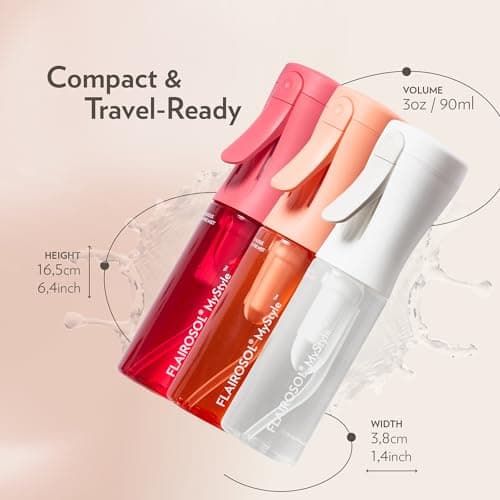FLAIROSOL MyStyle Travel Continuous Spray Bottle, 3 Pack, 3.04oz/90ml | Ultra fine continuous mist for face, hairstyling, salon, cleaning, beauty, toners, hydration & makeup view 4
