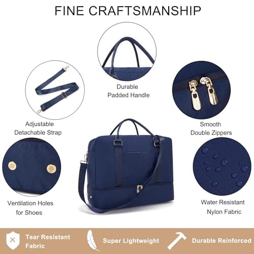 Travel Duffle Bag for Women Carry on Bags Overnight Weekender Bags Toiletry Hospital Gym Bag with Shoe Compartment 3pcs Set view 3