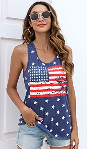 DESFSE American Flag Tank Top Women 4th of July Tanks Tops for Womens USA Flag Patriotic Shirts Vest Racerback Sleeveless Tee view 3