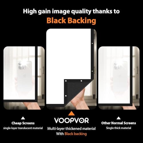 Projector Screen 100 Inch Outdoor: VOOPVOR Upgraded Black Backing Black Opaque - Portable Projection Screen Indoor - 16:9 Foldable Washable Wrinkle-Free for Home Theater Movies Cinema with Carry Bag view 4