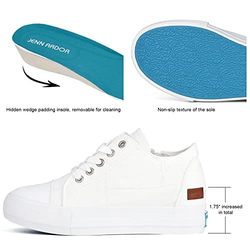 JENN ARDOR Wedge Sneakers for Women Fashion Canvas Shoes Casual Platform Hidden Heel Womens Slip On Sneaker Non Slip Side Zipper view 5