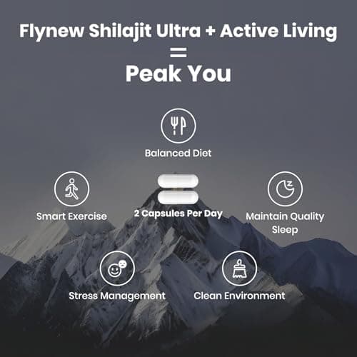 Flynew Shilajit for Men Women, Shilajit with Naturally Fulvic Acid & L-Arginine, Himalayan Shilajits for Extra Power, Stamina & Immune Support, Non-GMO, Made in USA, 60 Capsules, 1,300mg Per Serving view 4