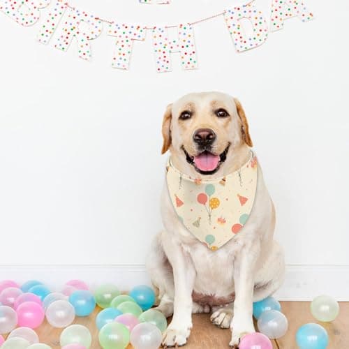 Happy Birthday Dog Bandanas, Double Sided Adjustable Birthday Party Pet Decorations 2 Pack Triangle Bibs Cat Scarf Set view 5