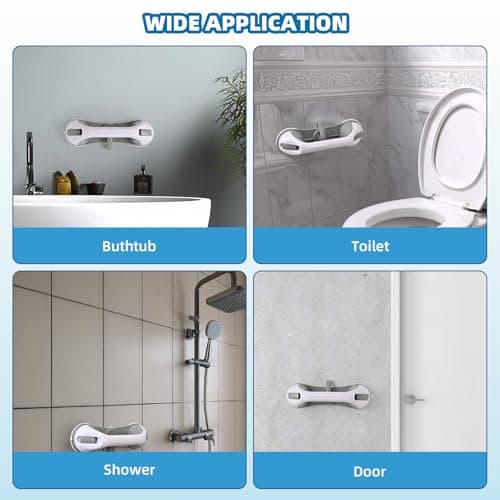 Grab Bars for Bathtubs and Showers 3 Suction Cups Shower Handle, Heavy Duty Safety Shower Grab Bars for Seniors and Elderly, Handicap Bars for Bathroom 2 Pack, Gray view 6