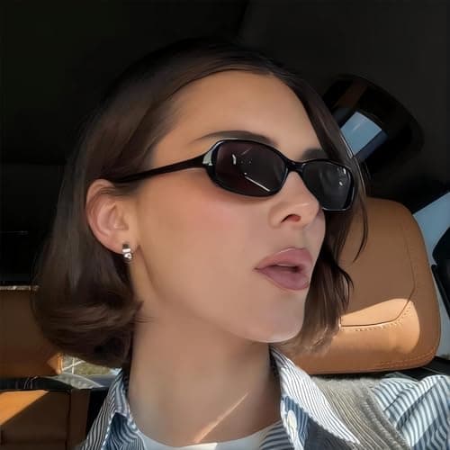 SODQW Rectangle Oval Sunglasses for Women Polarized 90s Vintage Small Sun Glasses Trendy Narrow Ladies Shades UV400 view 3
