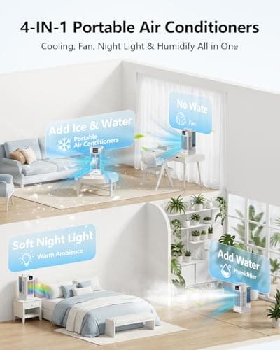 Portable Air Conditioners, 2000ML Personal Air Conditioner, Mini Air Conditioner, Evaporative Air Cooler Fan with 120° Oscillation, 7 RGB Light Modes, 4 Speeds & 1-8H Timer for Bedroom Office view 4