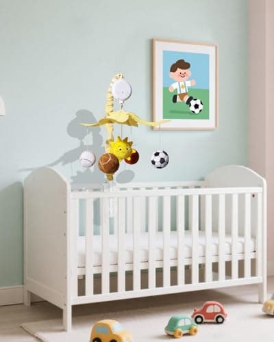 FEISIKE Baby Crib Mobile with 35 Lullabies, 3 Modes Rotation & Music, Soother Toy Adjustable Volume, Sport-Themed Nursery Decor Musical Mobile for Crib or Bassinet view 2