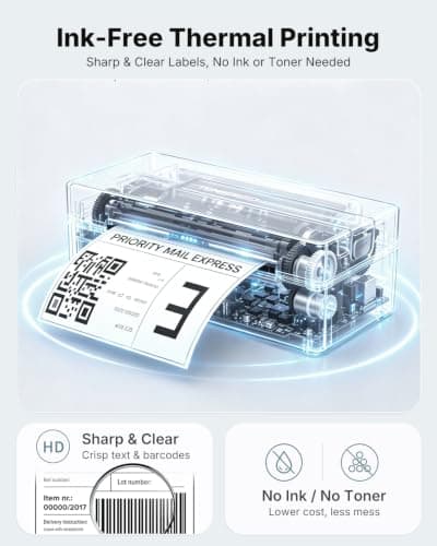 4x6 Bluetooth Thermal Shipping Label Printer, Black view 6