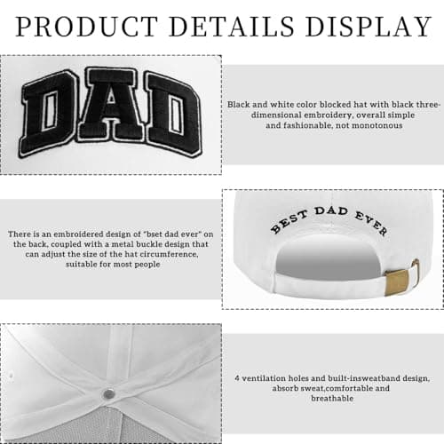 Embroidered Dad Hats for Men, Dad Gifts, Best Dad Ever Baseball Cap view 6