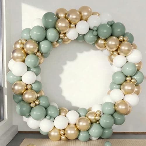 Spring Balloon Garland Arch Kit 160Pcs Sage Green White and Gold Latex Balloons for Baby in Bloom Baby Shower Woodland Jungle Safari Wedding Birthday Party Decoration view 4