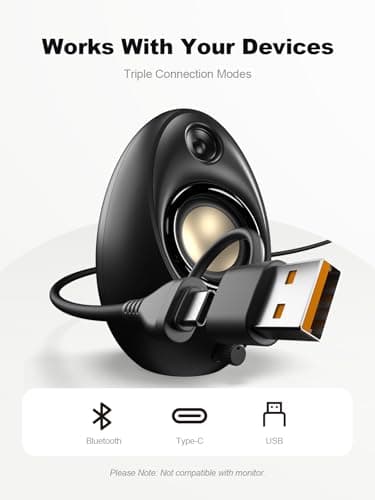Bluedee Computer Speakers for Desktop PC, 20W Peak, Bluetooth 5.4 USB USB-C view 2