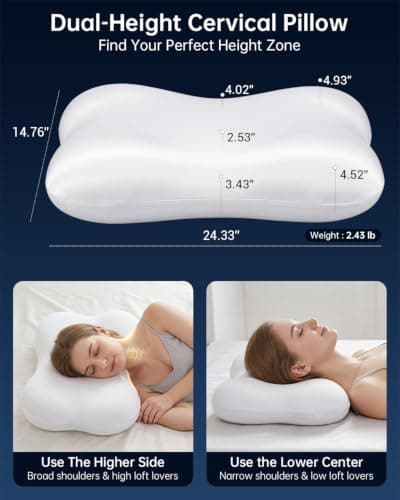 Cervical Neck Pillow, Memory Foam Pillows for Side/Back/Stomach Sleepers view 2