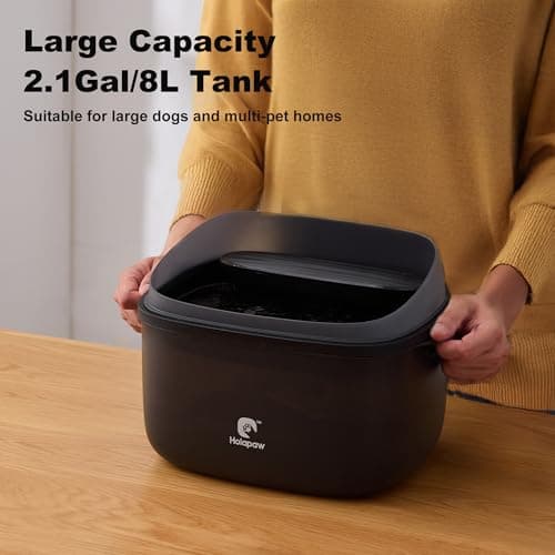HOLAPAW Dog Water Fountain for Large Dogs, 2.1Gal/8L Dog Water Bowl Dispenser, No Spill Automatic Pet Water Fountain for Dogs Cats Multiple Pets with Ultra Quiet Pump, 3 Filter Replacement, Black view 3