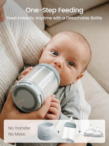 Grownsy Detachable Portable Bottle Warmer for Travel On the Go, All-in-One Milk Warmer with Nipple, Dual Heating Modes for Breastmilk & Formula, 2 Min Fast Heating, Long Battery Life view 2