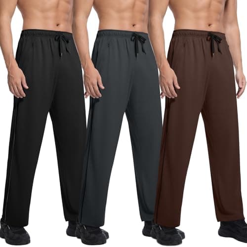 SACUIMAN 3 Pack Mens Athletic Sweatpants with Zipper Pockets,Workout Gym Running Jogging Training Pants for Men — image 1