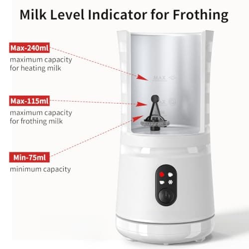 Milk Frother, 4-in-1 Milk Steamer and Frother, Auto Shut-Off Frothers, Cream view 5