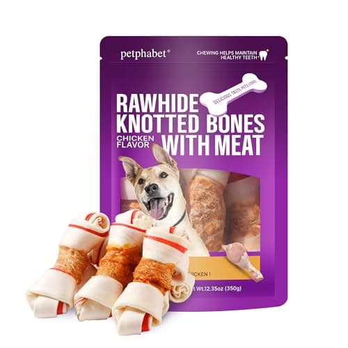 PETPHABET Chicken Wrapped Rawhide Dog Bones, 5-5.5 Inch Long Lasting Dog Chew Treats for Medium & Large Dogs, 5 Count Beefhide Dog Snacks for Training Healthy Chewing, Knotted Dog Bones High Protein — image 1