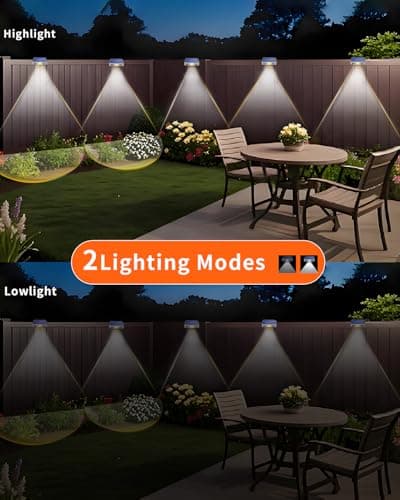 EGOBOO Solar Fence Lights 8 Pack, Backyard Solar Lights Outdoor Waterproof, Dusk to Dawn Auto Lighting Mounted for Outdoor Wall Decor/Deck/Railing/Step/Patio/Pool Porch view 2