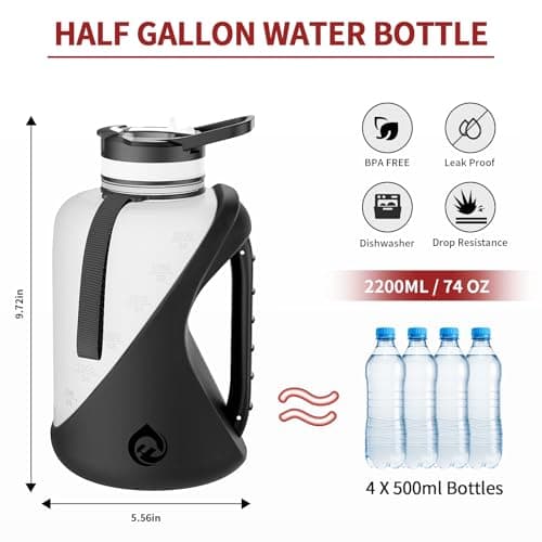 SZCXFLASK 2 Liter Water Bottles ，Bpa-Free,Leakproof，Dishwasher Safe Design，Big Water Bottle with No-Slip Handle for Gym，Sports，Outdoor view 2