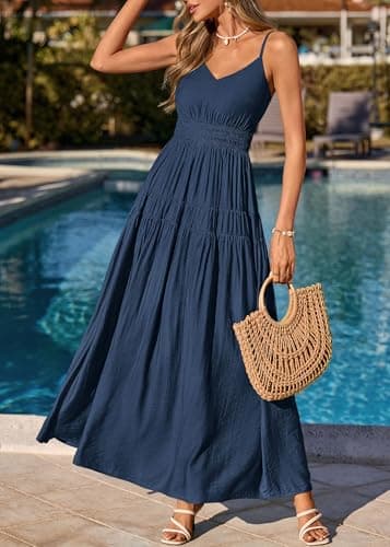 KIRUNDO Maxi Dresses for Women 2026 Summer Sleeveless Spaghetti Strap Long Flowy Beach Vacation Dress Boho A Line Sundress view 2