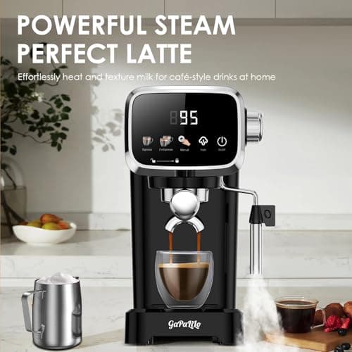 Plum chef Slim Design 20 Bar Espresso Machine with Milk Frother, Digital Temperature Display & 43oz Removable Tank, Compact Home Coffee Maker view 4