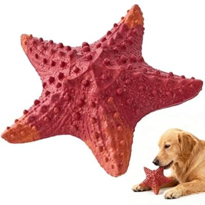 ZOMISIA Dog Chew Toys - Starfish Dog Toys for Small Medium Breeds, Rubber Teething Toys with Bacon Flavor, Pet Toys to Keep Them Busy
