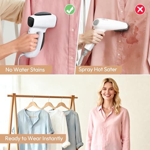 3500Pa Vacuum Steamer for Clothes - 2 in 1 Portable Suction Handheld Vacuum Iron, 30s Rapid Preheating, Auto-off, Light Steamer for Travel/Home, Fathers Day Dad Gifts view 5