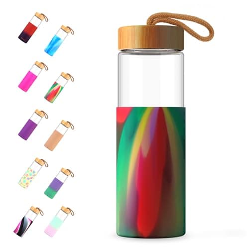 Tronco 24 oz Glass Water Bottles with Lids, Reusable Borosilicate Glass Bottles with Bamboo Lid & Non-Slip Silicone Sleeve for Coffee, Iced Tea, Water, Leak-Proof, BPA-Free – Ideal for Office & Home — image 1
