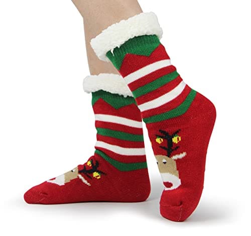 BenSorts Women Winter Thick Slipper Socks with Grippers Non Slip Warm Fuzzy Socks Christmas Gifts view 4