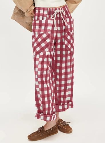 Acelitt Women Checkered Pants with Pockets, S-XXL view 4