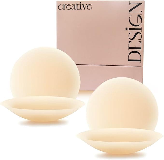 MSGBLAI Nipple Cover 2 Pairs-Sticky Adhesive Silicone Nipple Pasties Reusable Pasties for Woman with Travel Box Creme — image 1