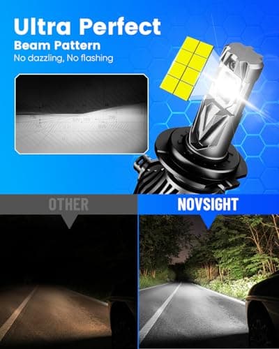 NOVSIGHT 𝐇7 Fog Light Bulbs - 50000LM Extreme Bright 𝐇7 Fog Lights 6500K White, Effective Heat Dissipation LED Light Bulbs, IP68 Waterproof, Plug and Play, Pack of 2 view 3