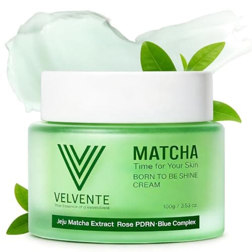 VELVENTE Matcha Facial Moisturizer with Rose PDRN, Korean Peptides Hydrating Firming Cream for Anti Aging, Dark Spot & Uneven Skin Tone, Soothing Radiance for Soft, Glowy Skin, All Skin Types, 3.53 oz — image 1