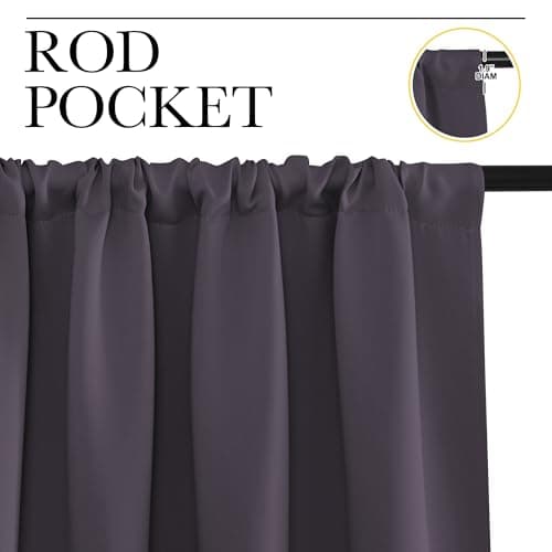 NICETOWN RV Blackout Curtains for Camper Windows, Greyish Purple, 34" x 30", Set of 2, Kitchen Short Blackout Curtains & Drapes, Thermal Insulated Rod Pocket Window Treatment Draperies for Nursery view 2