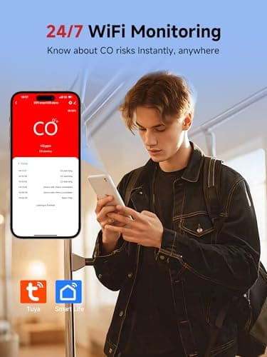 HEIMAN Smart Carbon Monoxide Detector, Wi-Fi Nano CO Alarm, UL 2034 5th Certified, Real-Time App Notifications, Battery Powered, Test-Reset Button, 10-Year Figaro Sensor, Portable for Trave view 3