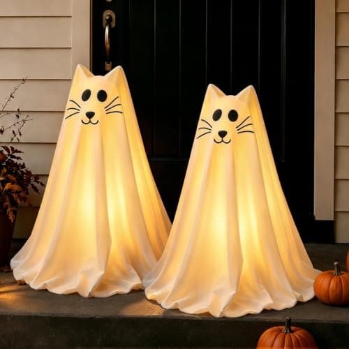 2 Packs Spooky Ghost Halloween Cat Decor Indoor for Birthday Party — image 1
