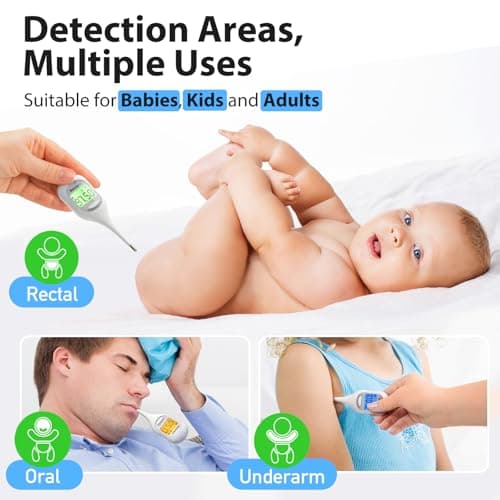 Boncare 9 Seconds Basal Body Thermometer for Ovulation, Oral Thermometer for Adults and Kids - Accurate Rectal Thermometer, with Fever Alarm and Large Display (Rice-White) view 4