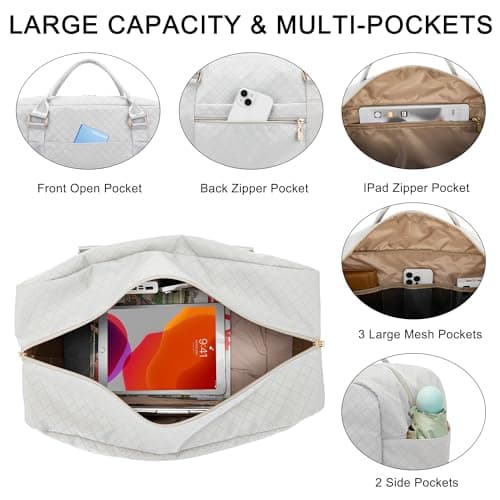 Travel Duffle Bag for Women Carry on Bags Overnight Weekender Bags Toiletry Hospital Gym Bag with Shoe Compartment 3pcs Set view 5