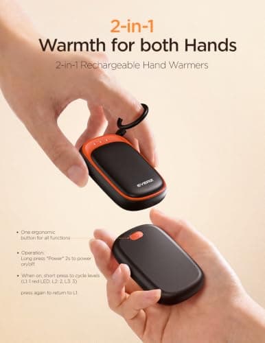 Hand Warmers Rechargeable 2 pack, AI Electric Handwarmers, Gifts for Men | 3 Levels Heat, Up to 8 hrs, Idea Tech Gifts for Women,Golf/Camping/Hunting/Football view 3
