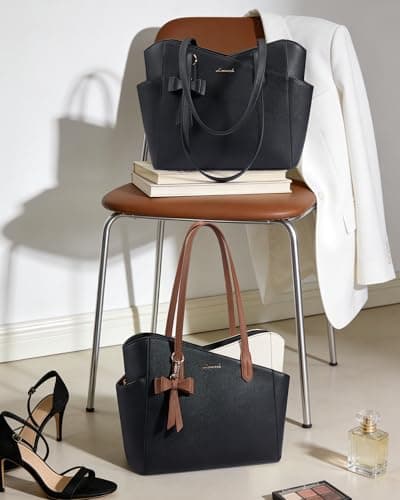 LOVEVOOK Womens Purses and Handbags Trendy Small Tote Purse with Zipper 2026 PU Leather Satchel Shoulder Bag for Work Travel view 3